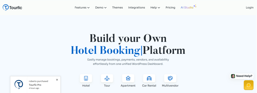 Tourfic homepage