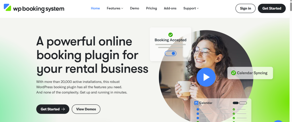 WP Booking System home page