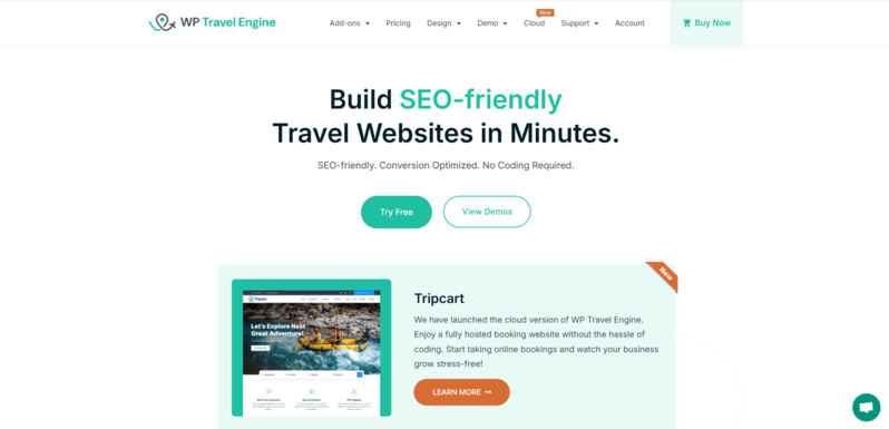 WP Travel Engine Home page